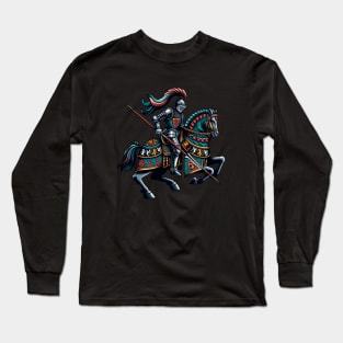 Decorated medieval knight with lance - jousting Long Sleeve T-Shirt